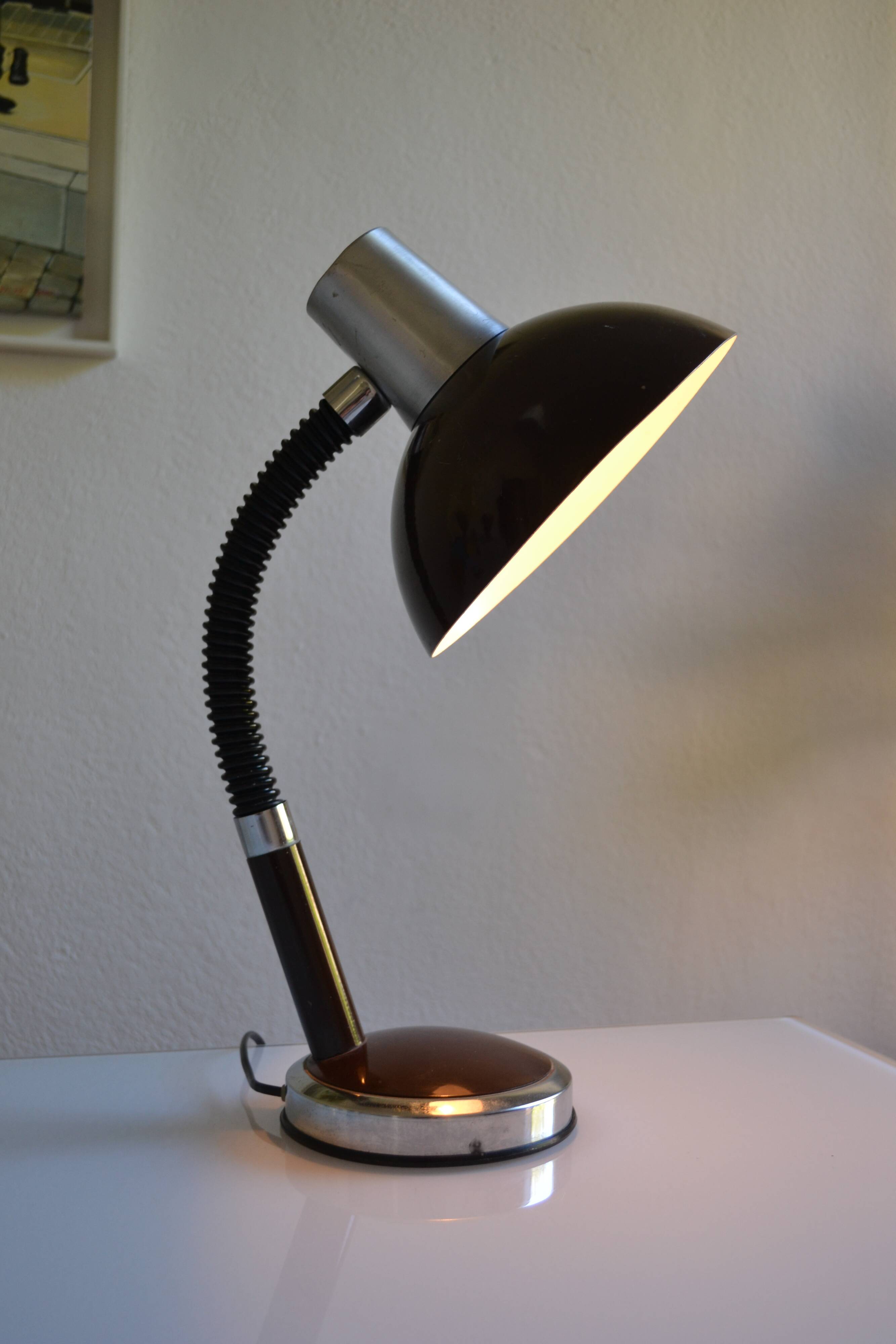 Vintage desk lamp France brown 70s 1970