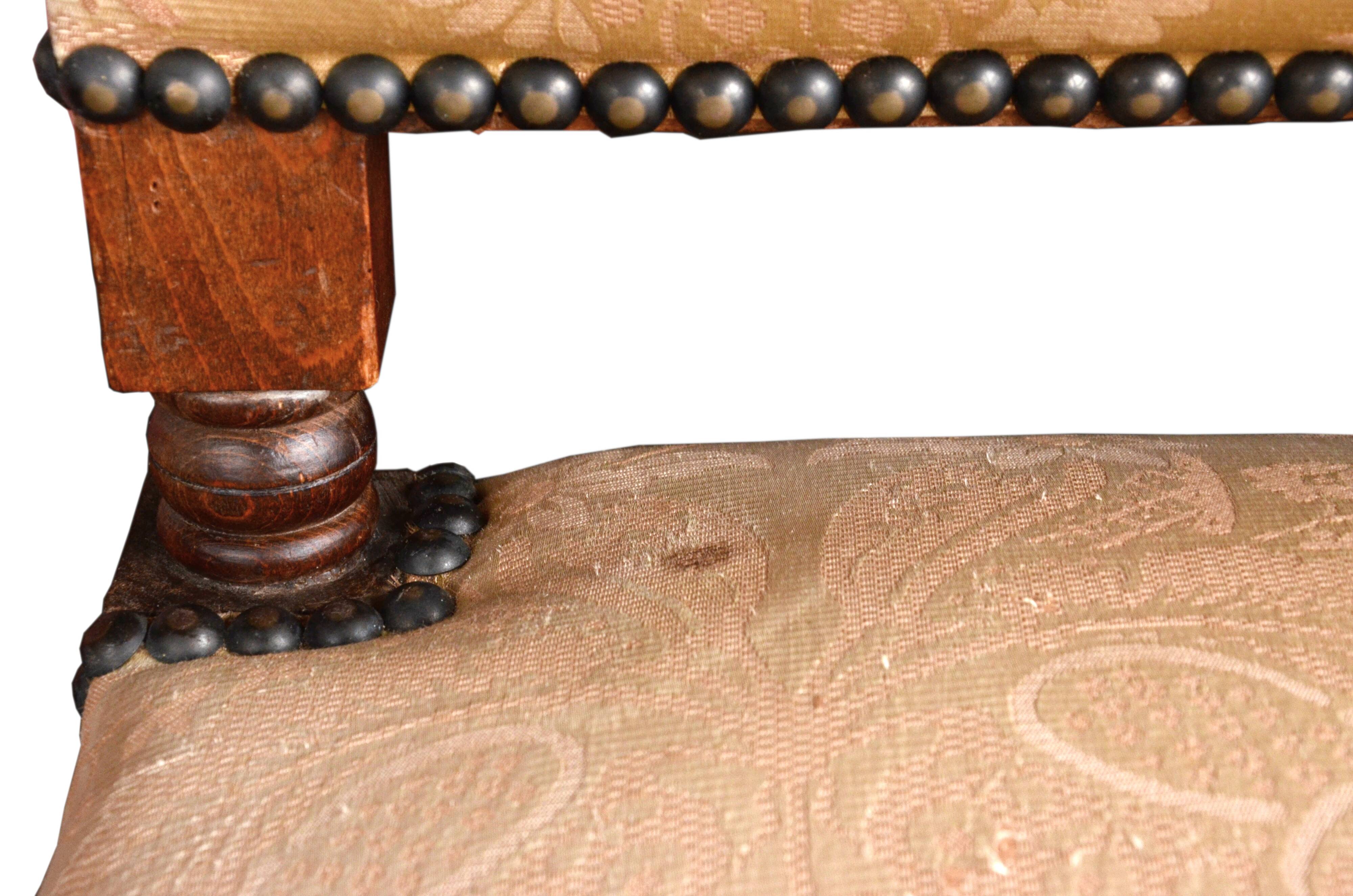 Armchair in the style of Louis XIII, handcrafted, antique.