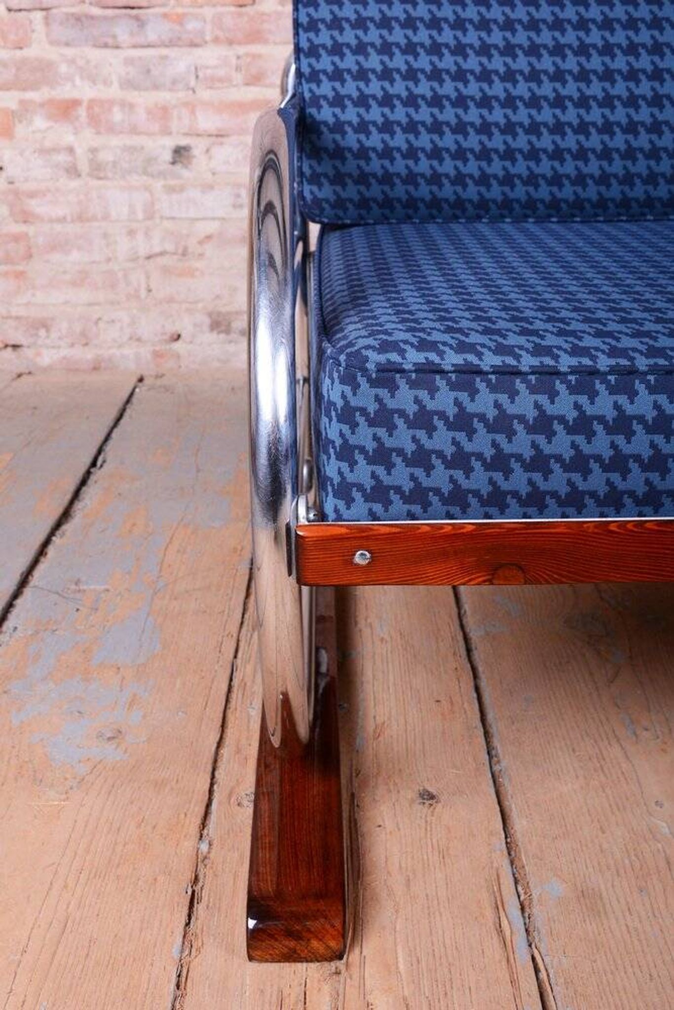 Czech Bauhaus Chrome and Beech Sofa attributed to Robert Slezak, 1930s