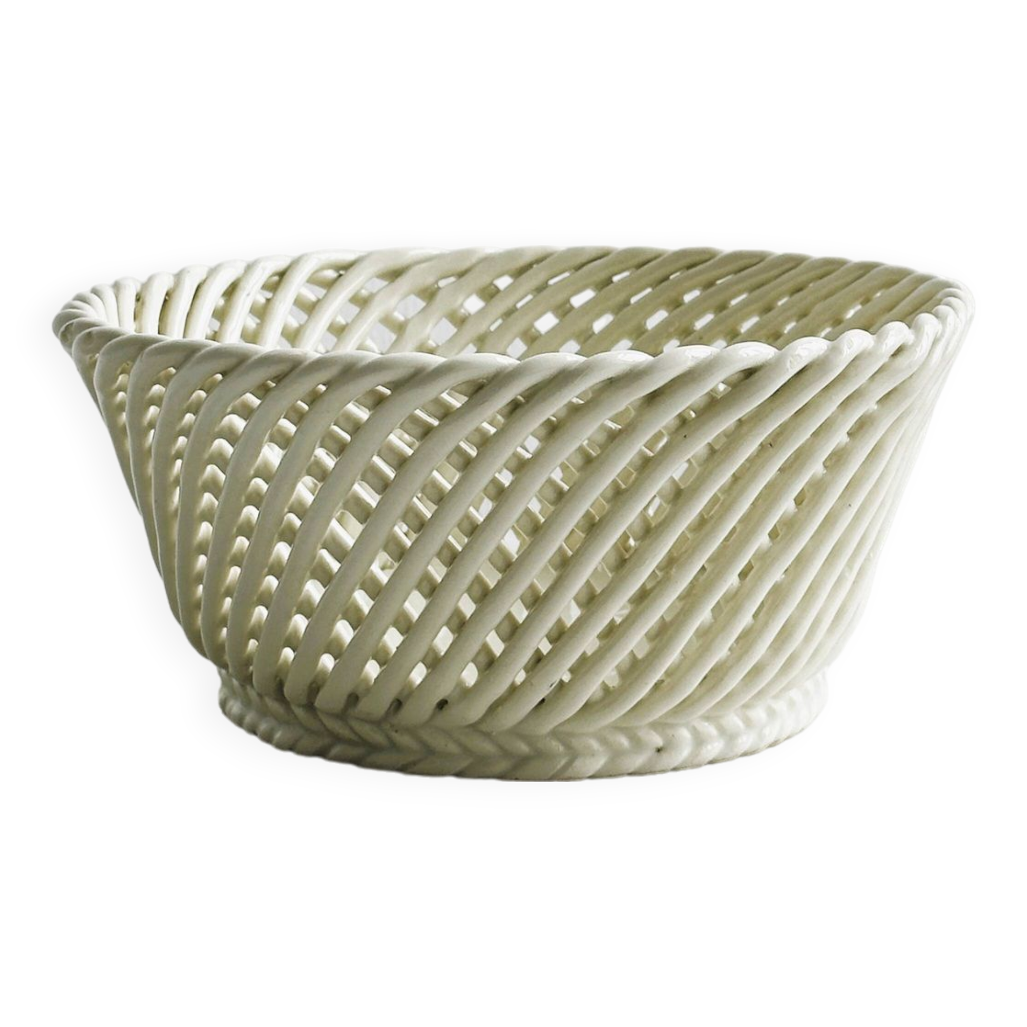 Bread basket - openwork white ceramic bowl.