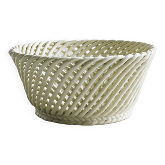 Bread basket - openwork white ceramic bowl.