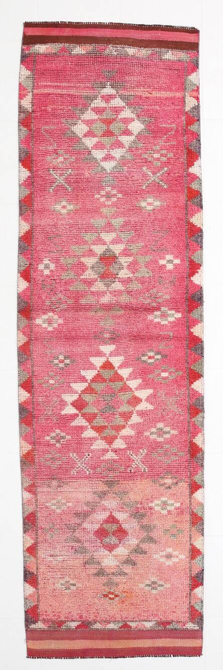 Pink & Red Oushak Runner Rug 88x306Cm SK 22815