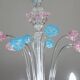 "Amsterdam" Large Size Vintage Pink and Blue Tulip Murano Glas Chandelier,