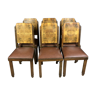 series of 6 chairs Art Deco era blond mahogany.