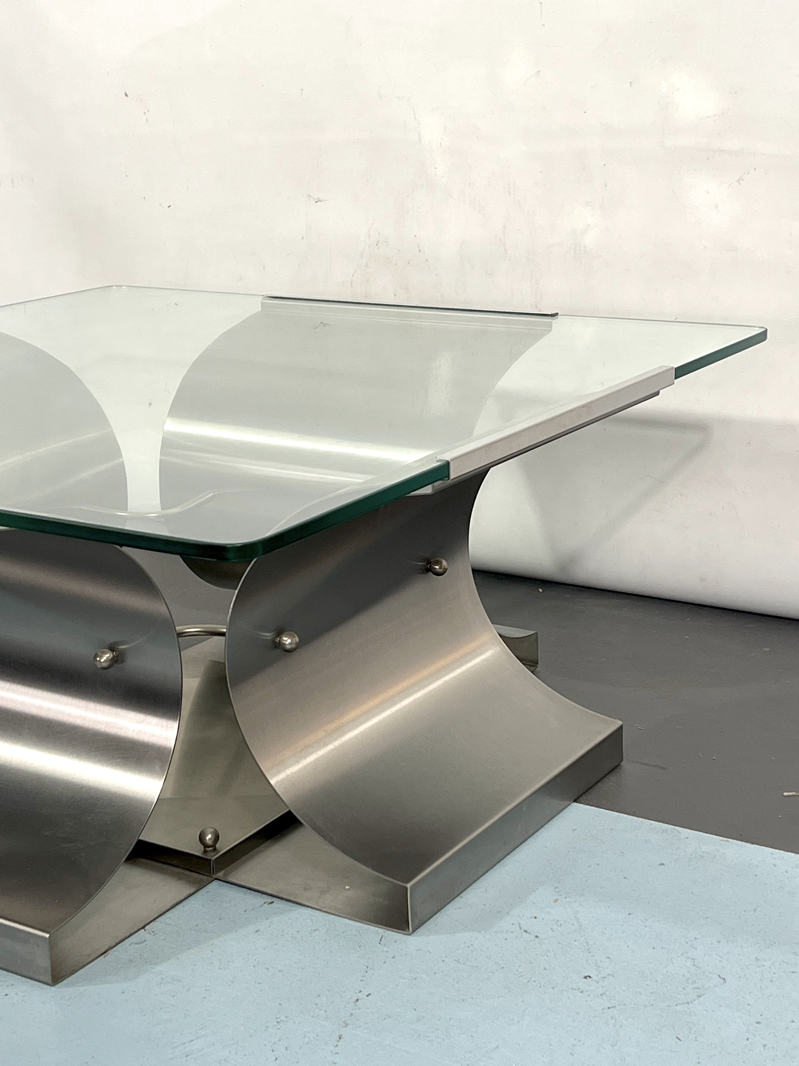 Coffee table in brushed steel 1970