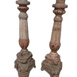Paire de bougeoirs en bois 43 cm - style 18ème siècle
