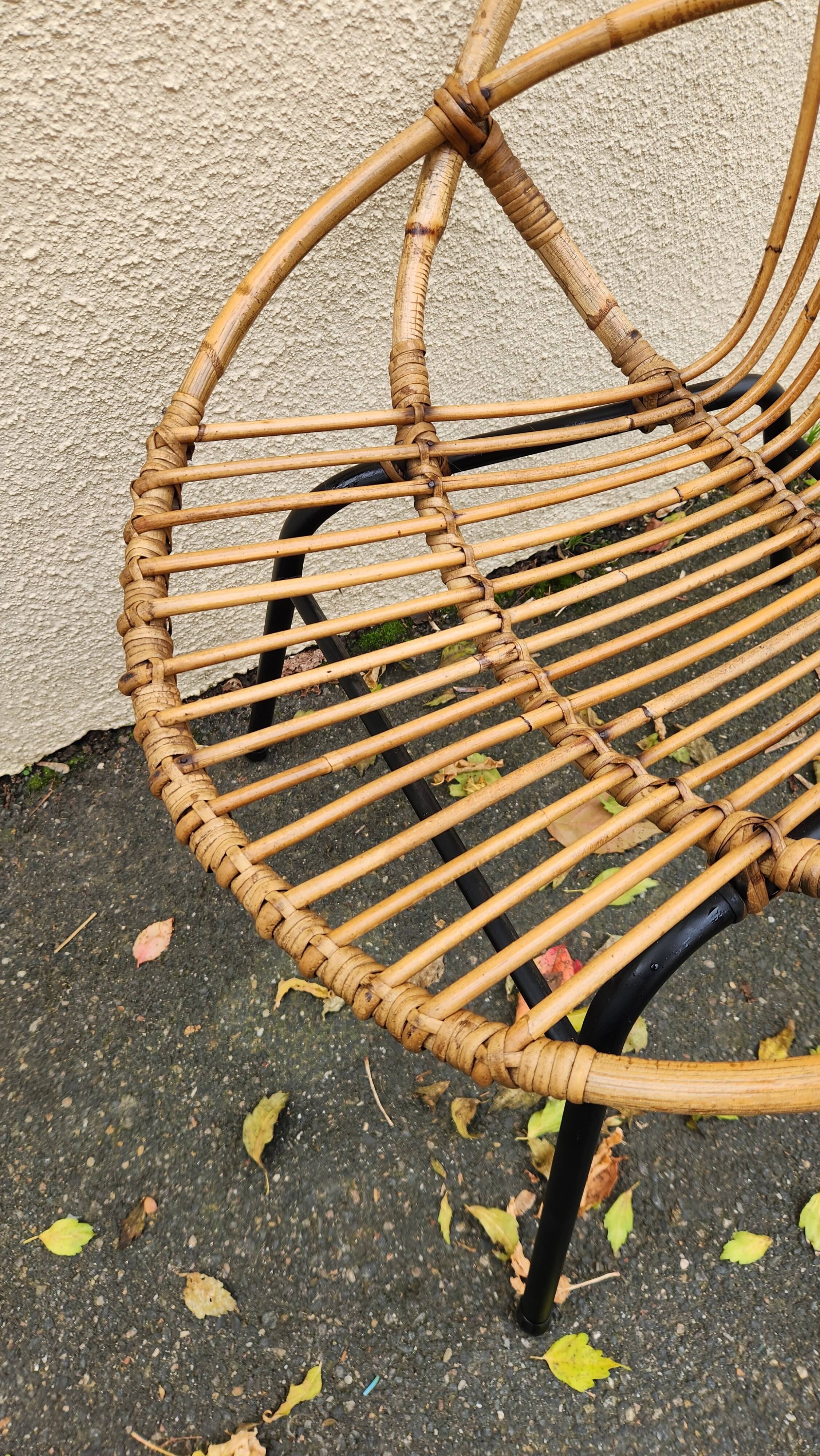 Belle chaise Vintage en rotin et osier