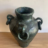 Art Deco terracotta vase with decorative handles