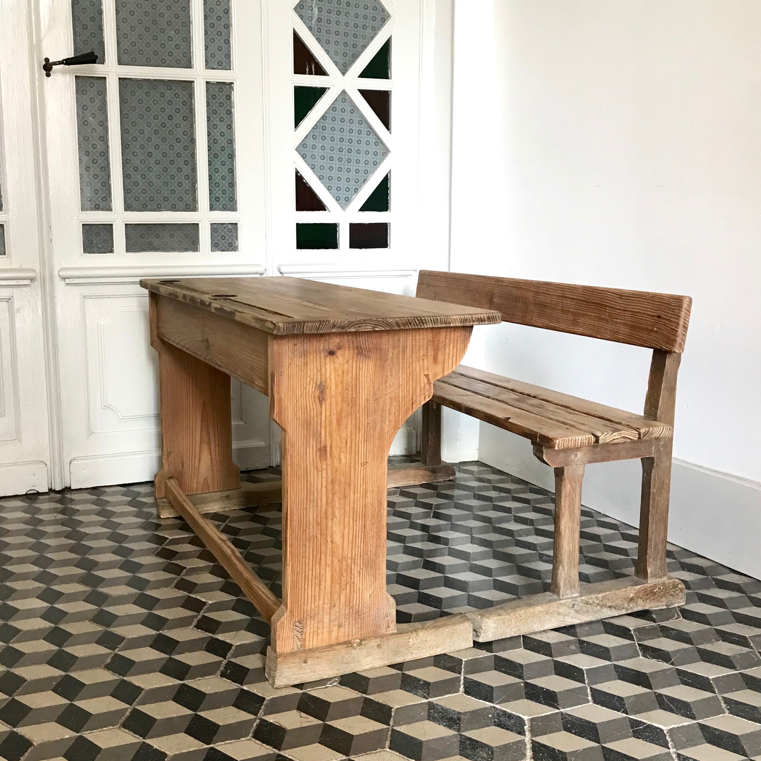 Ancien bureau écolier double