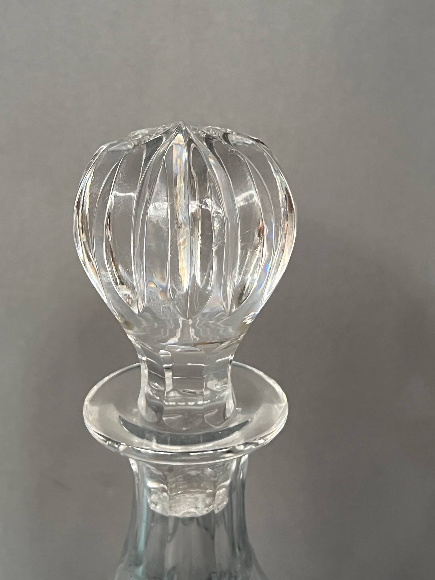 Solid crystal whiskey decanter.