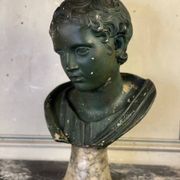 Young Boy, Plaster Bust with Green Patina, Circa 1900