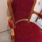 Old armchair style Louis Philippe velvet wood