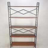 Italian free standing teak shelving unit, 1950