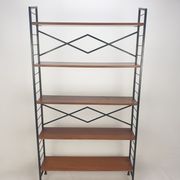 Italian free standing teak shelving unit, 1950