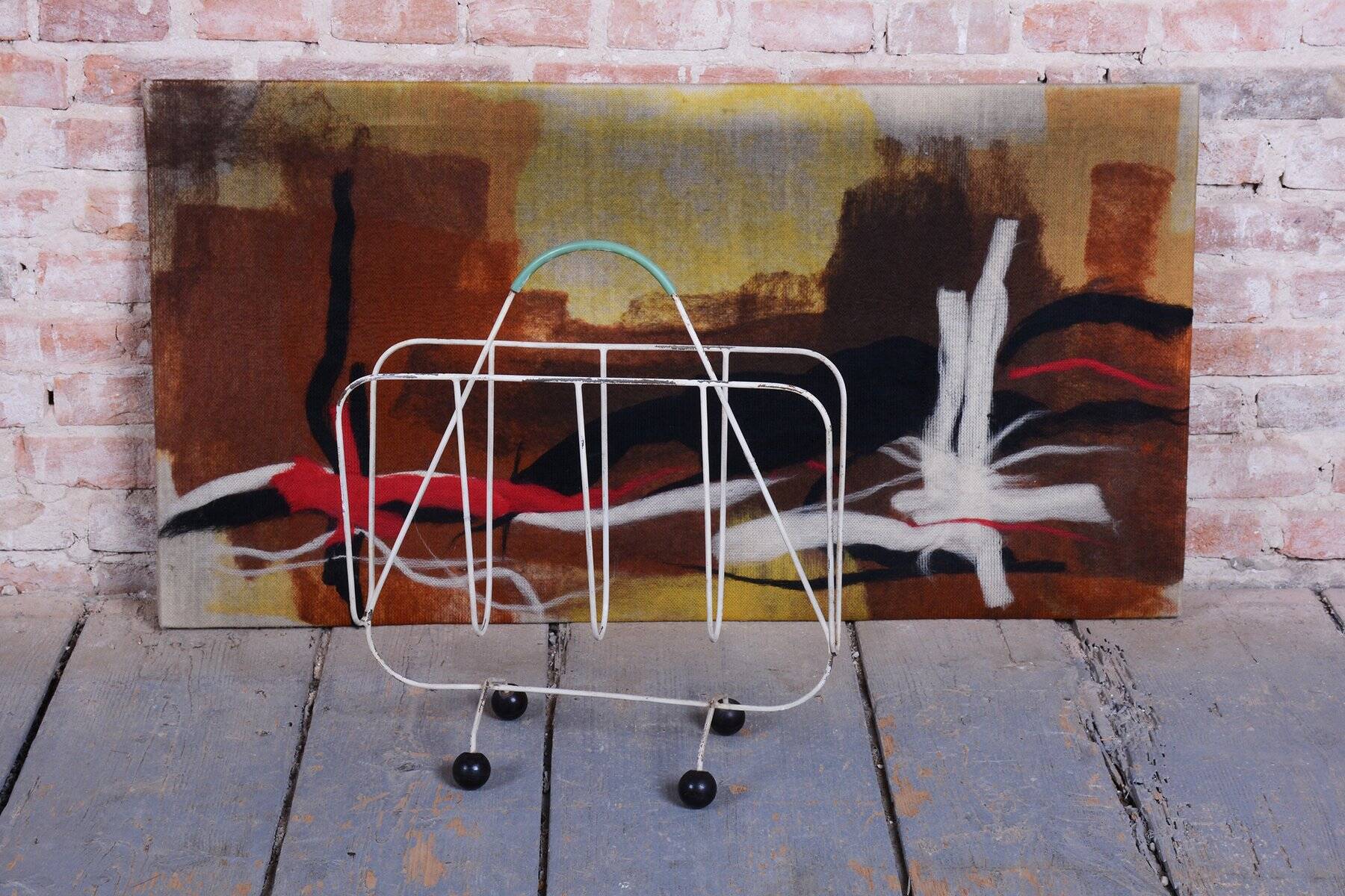 Mid-Century Czech Magazine Stand in Painted Metal, 1950s
