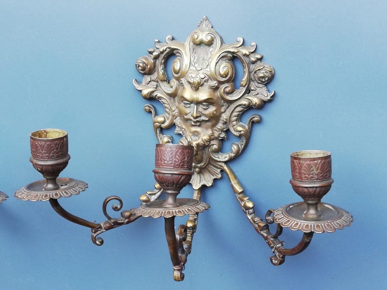 Pair of bronze candle holders