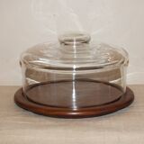 Large teak cheese board 1970 with bell, Cluze creation