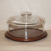 Large teak cheese board 1970 with bell, Cluze creation