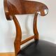 Biedermeier Shovel Chair in Walnut Veneer & Black Leather, Austria, 1820s
