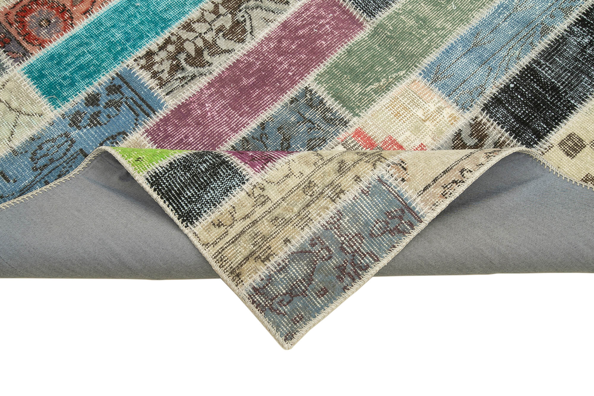 Handwoven anatolian contemporary 173 cm x 231 cm multicolor patchwork rug