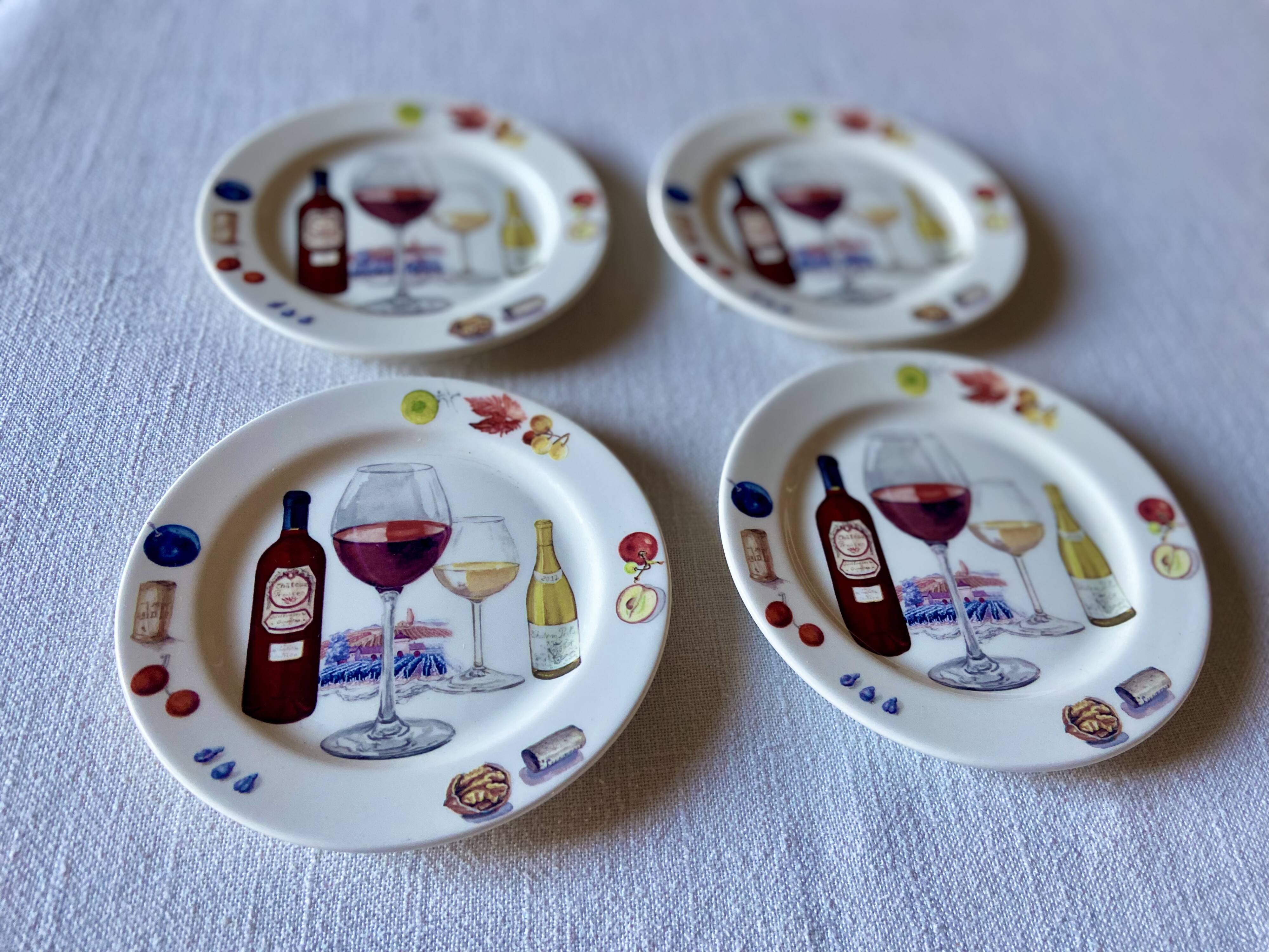 4 bread plates in Gien earthenware "Bouquet"