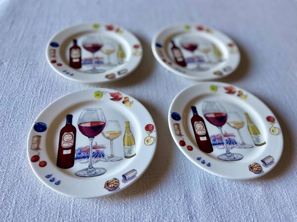 4 assiettes à pain en faïence de Gien ''Bouquet