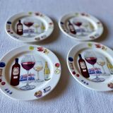 4 bread plates in Gien earthenware "Bouquet"