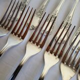 12 large silver-plated metal table forks by Guildart