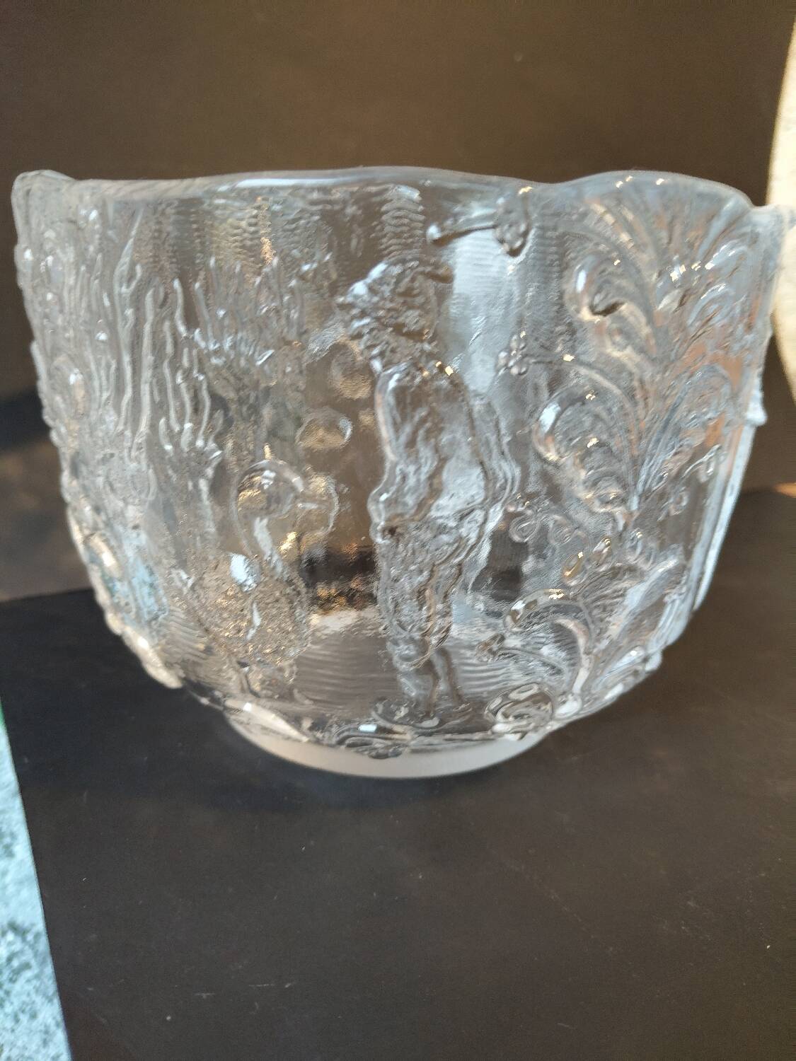 Scandinavian glass bowl Kosta Boda – Nordic relief decoration –