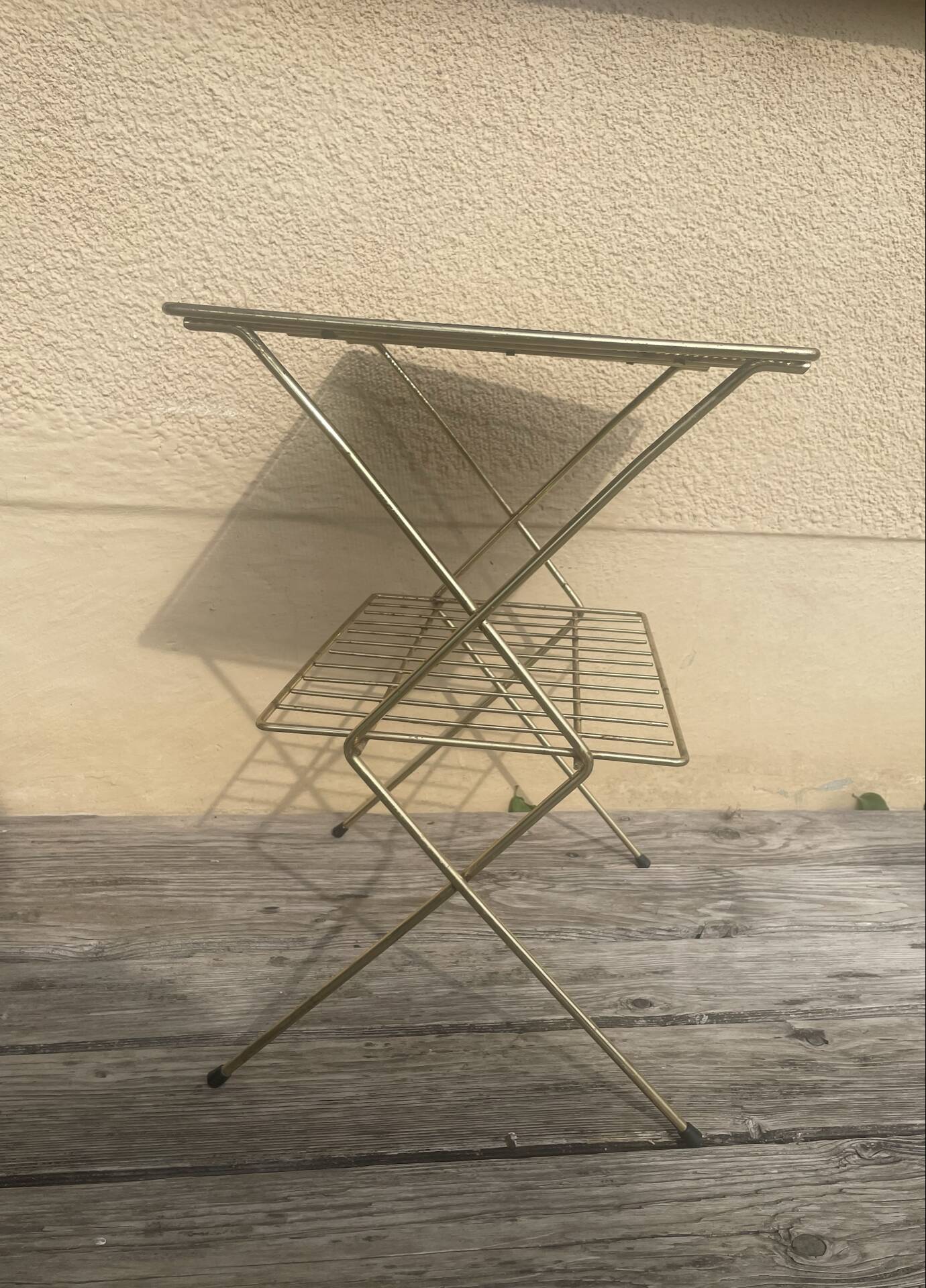 Vintage side table magazine rack