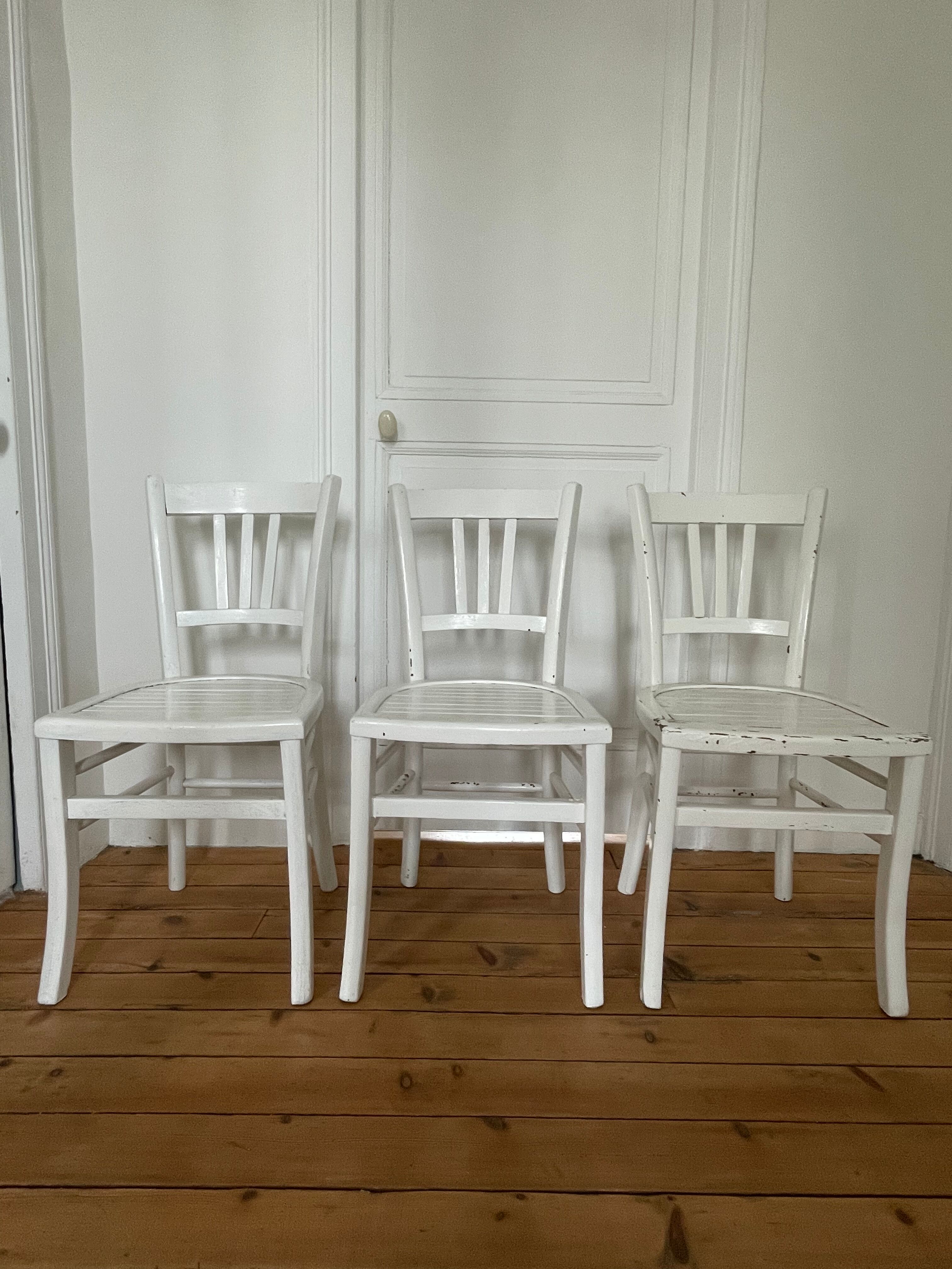 Set of 3 antique bistro chairs Luterma, circa 1960