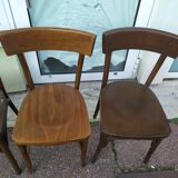 Set of 8 wooden bistrot bar chairs - vintage