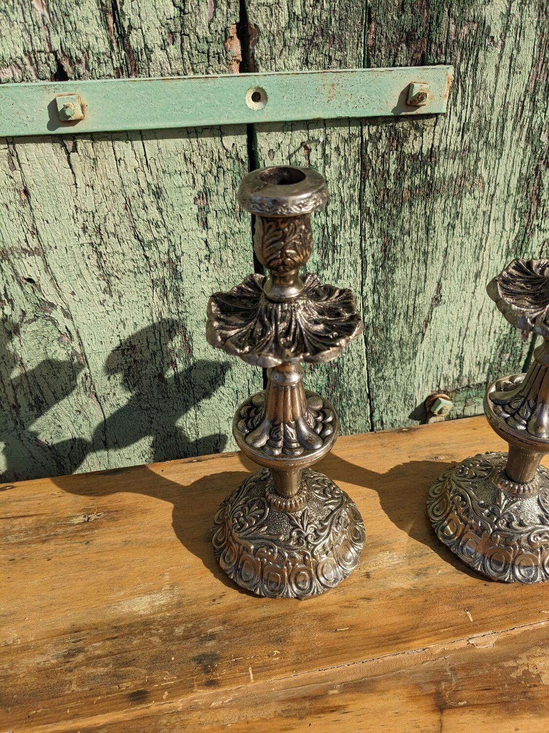 Pair of silver candle holders