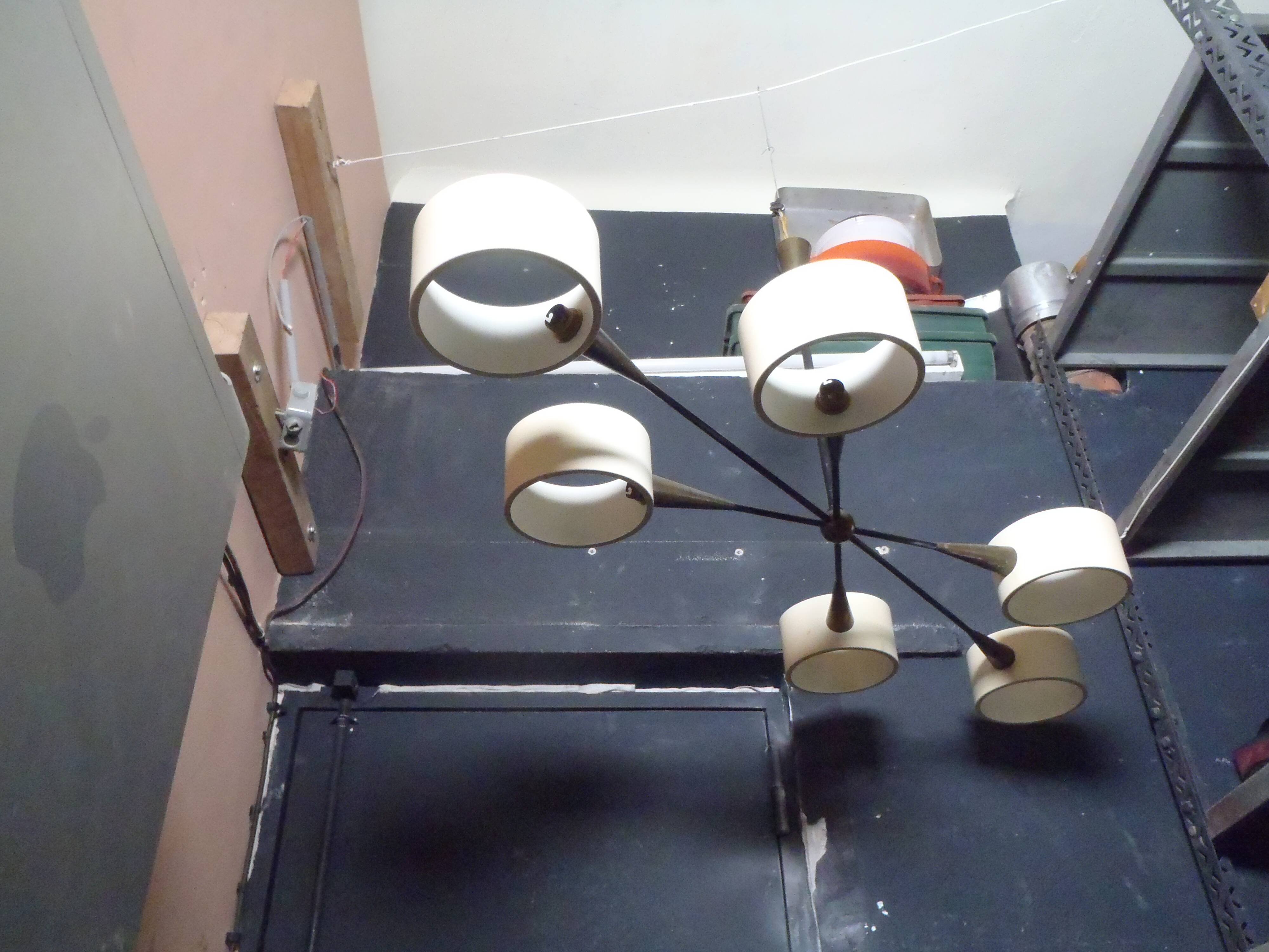 6-light art deco chandelier from the 30s/40s