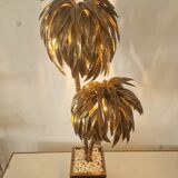 Lampe de table palmier en laiton vintage Maison Jansen, années 1970, France
