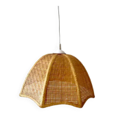 Rattan suspension / petal canning 70s H30 x L40 x D40