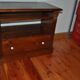 Antique brown pine TV cabinet, carved, with drawer and shelves, traditional style (1890-1919)