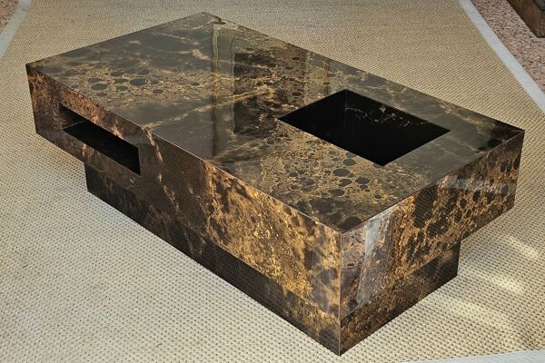 Table basse Laque de Chine - Pièce unique ébeniste Paris - années 80