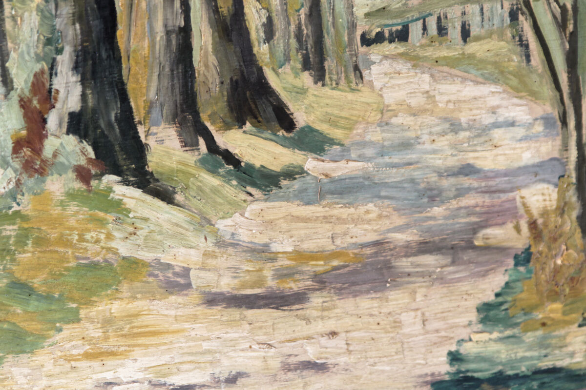 Oil on panel, undergrowth landscape