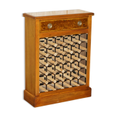 Flamed walnut sideboard for 36 bottles with drawer