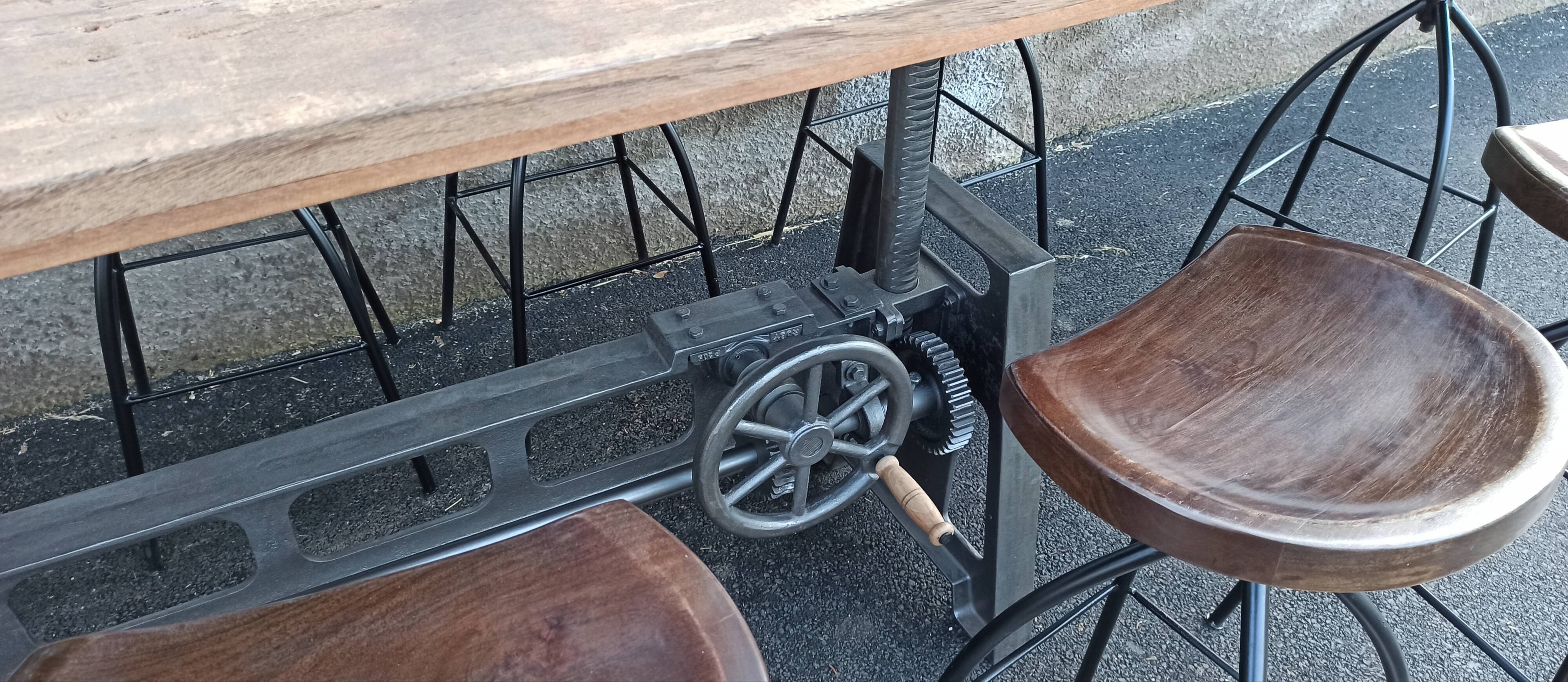 Adjustable dining table set and bar stools