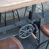 Adjustable dining table set and bar stools