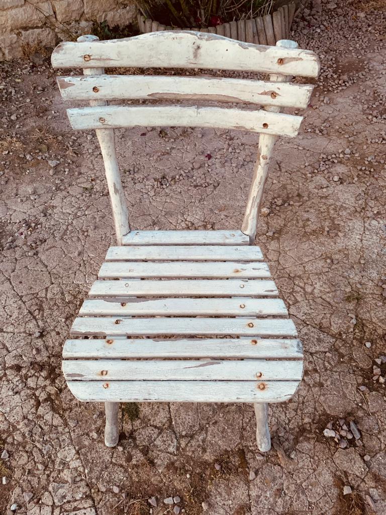 Set of garden seats: 4 armchairs and 1 chair - wooden