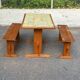 Brutalist kitchen/dining table in solid pine & ceramic (112x67 cm) 1