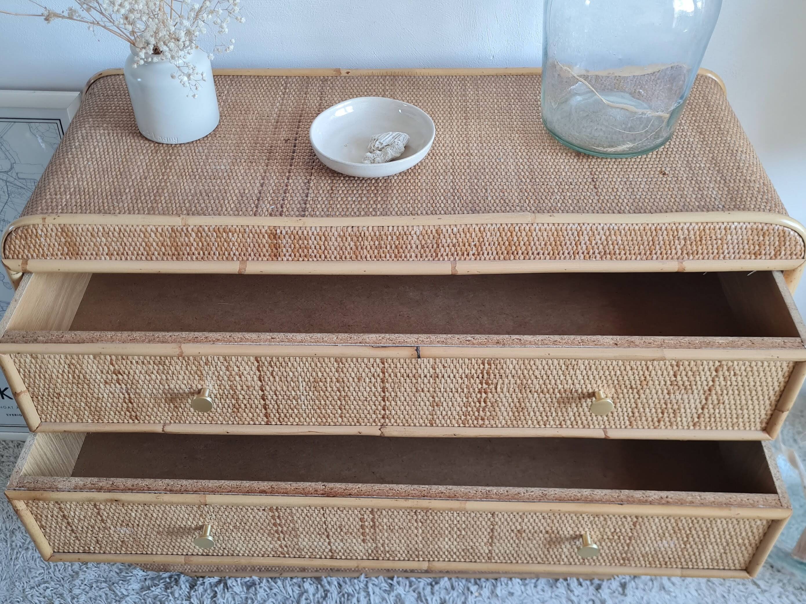 Vintage rattan chest of drawers