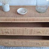 Vintage rattan chest of drawers