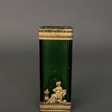 Vase 1900, glass base, bronze enclosure, antique decor