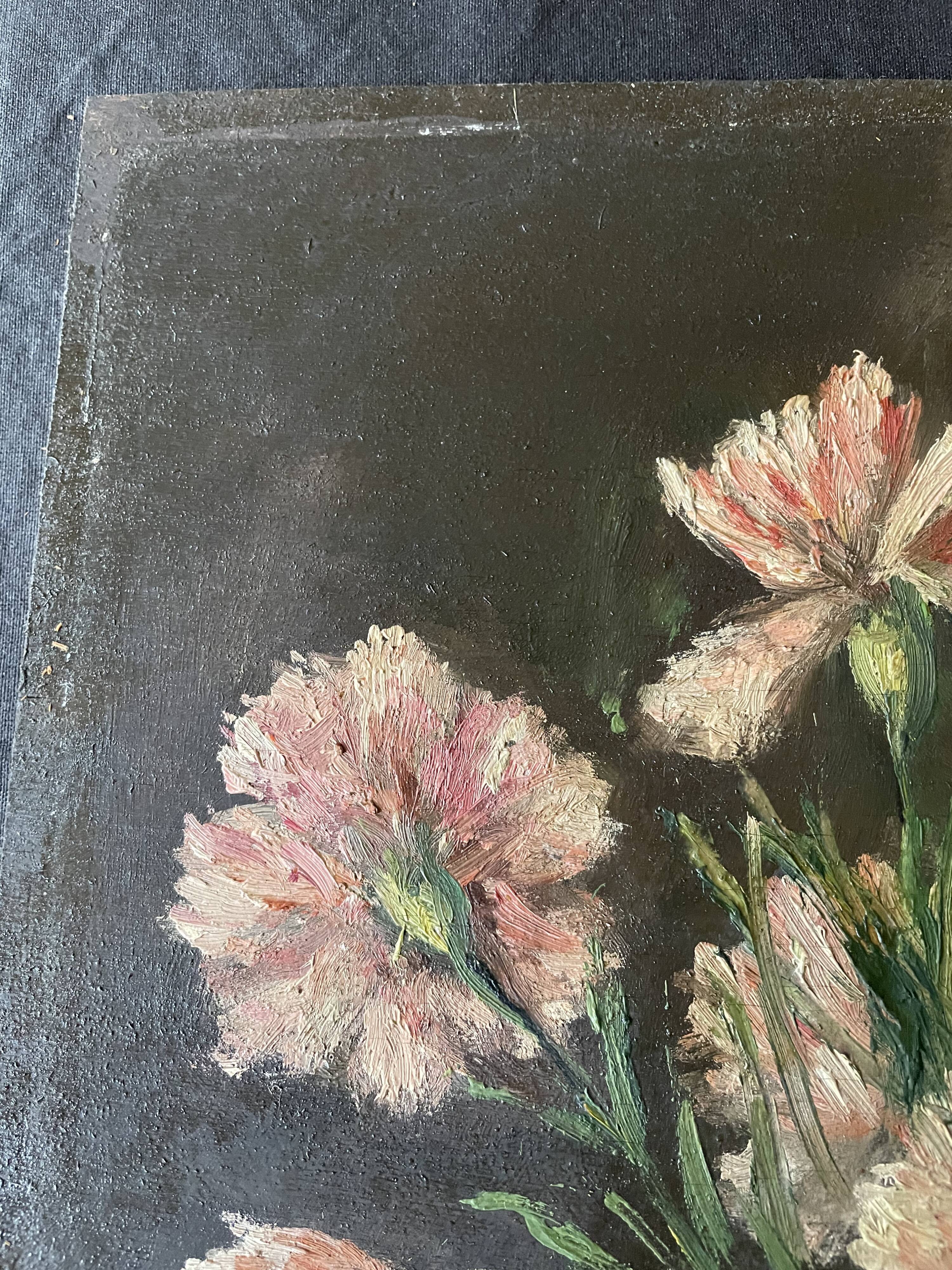 Huile sur bois bouquet