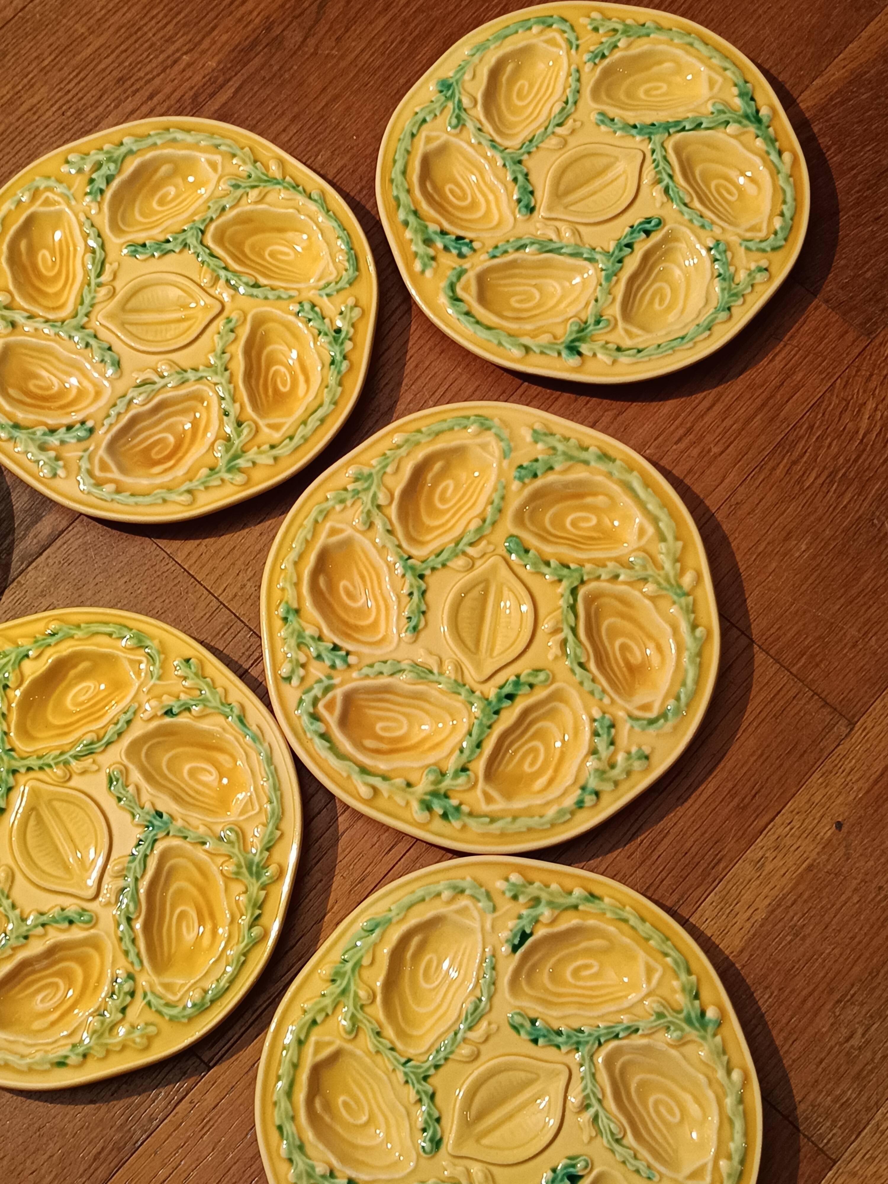 6 vintage majolica oyster plates, Arfilox, 1970