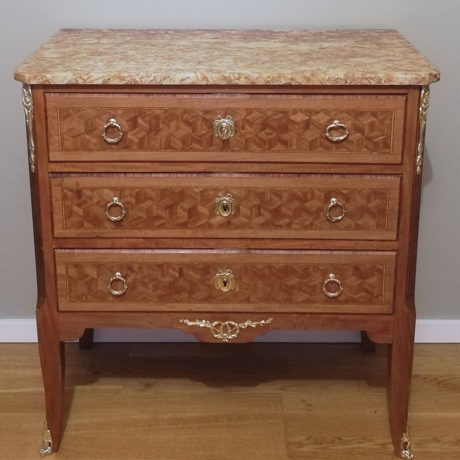 Louis XV - Louis XVI Transition style marquetry chest of drawers